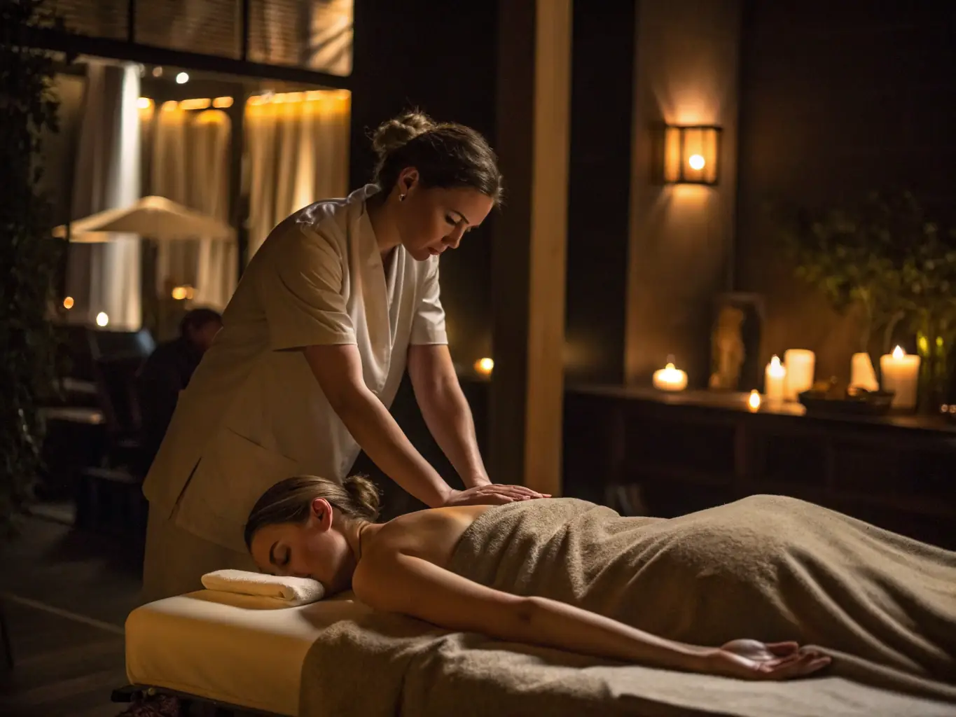 A serene image depicting a therapist performing a Swedish massage on a client in a softly lit room, emphasizing relaxation and gentle pressure.